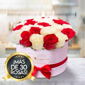 Red & White Roses in a White Box — Cabo Delivery flowers in Cabo San Lucas