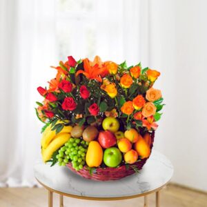 Seasonal Fruit & Rose Basket — Cabo Delivery flowers in Cabo San Lucas