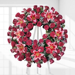Rose & Lily Funeral Wreath — Cabo Delivery flowers in Cabo San Lucas