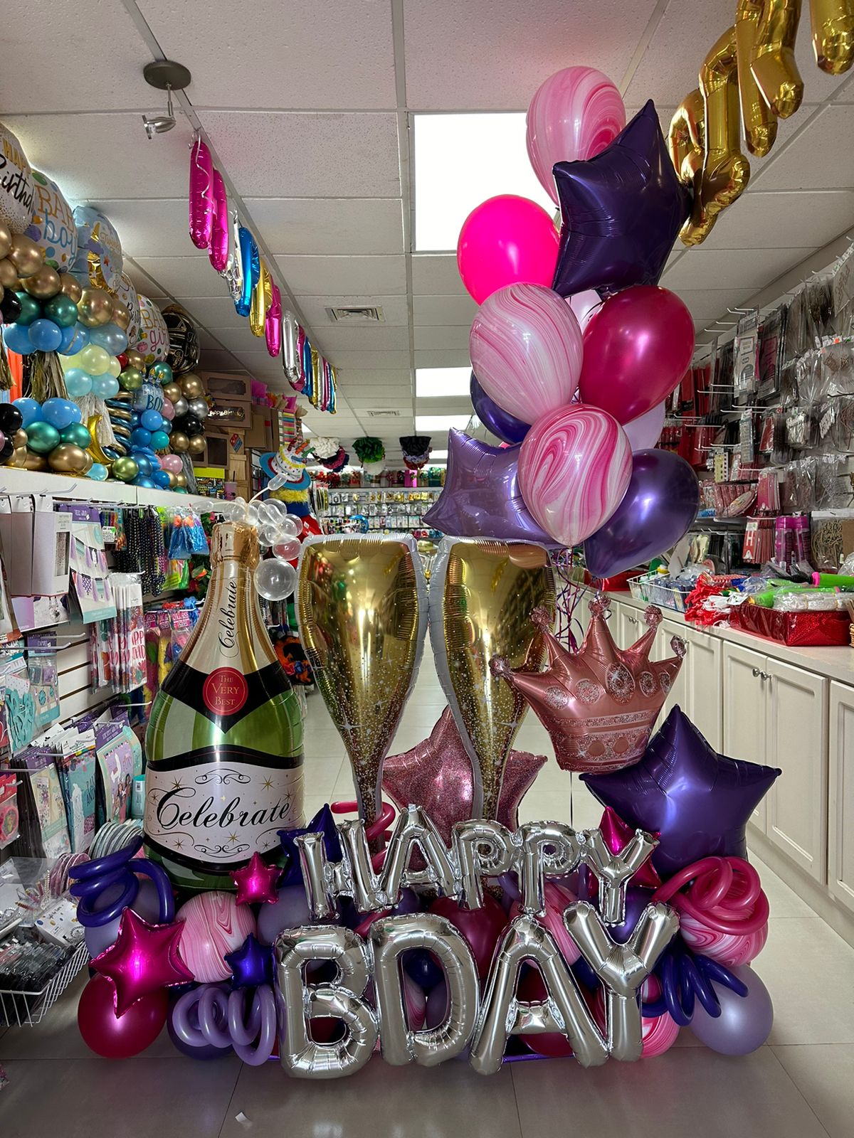 Engagement party in Cabo champagne balloon arrangement for a villa celebration