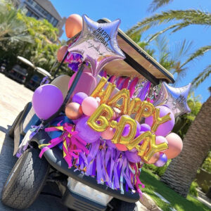 Golf Cart Balloon Decoration — Cabo Delivery balloons in Cabo San Lucas