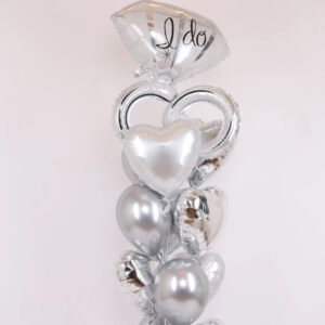 Silver Monochrome Engagement Balloon Bouquet — Cabo Delivery balloons in Cabo San Lucas