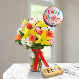 Birthday Delight Flower Vase — Cabo Delivery flowers in Cabo San Lucas