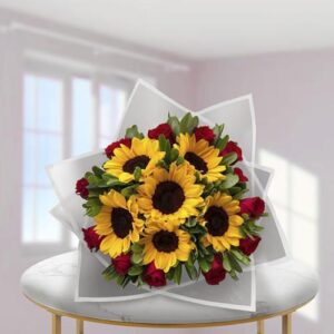 Radiant Rose & Sunflower Duo — Cabo Delivery flowers in Cabo San Lucas