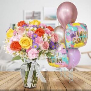 Vibrant Birthday Flower Vase — Cabo Delivery flowers in Cabo San Lucas