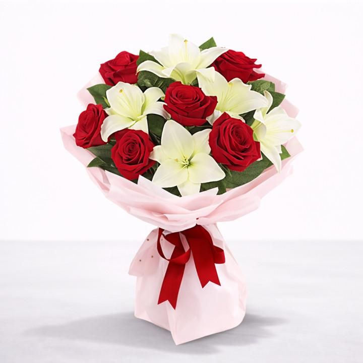Birthday Rose & Lily Arrangement — Cabo Delivery flowers in Cabo San Lucas