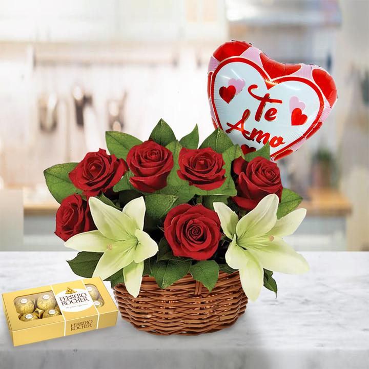 Life with You Rose & Lily Basket — Cabo Delivery flowers in Cabo San Lucas