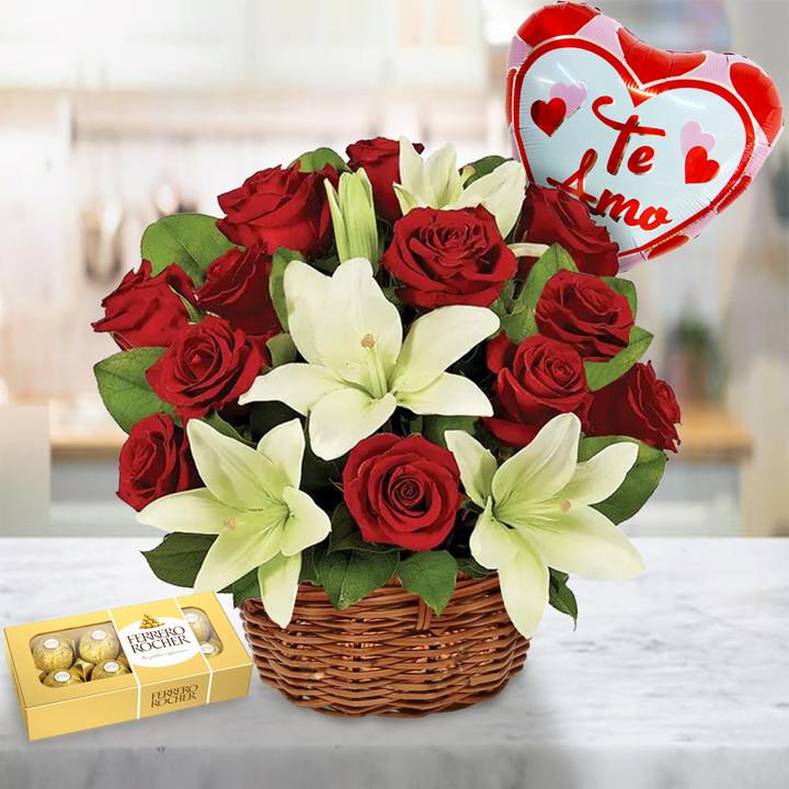 Life with You Rose & Lily Basket — Cabo Delivery flowers in Cabo San Lucas