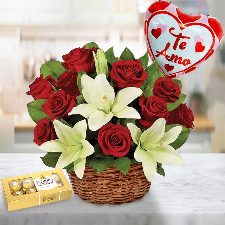 Life with You Rose & Lily Basket — Cabo Delivery flowers in Cabo San Lucas