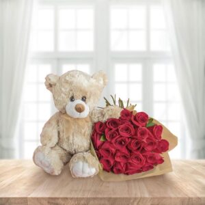 Tender Love Rose & Teddy Bouquet — Cabo Delivery flowers in Cabo San Lucas