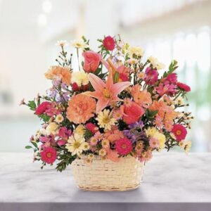 Garden Charm Mixed Flower Basket — Cabo Delivery flowers in Cabo San Lucas