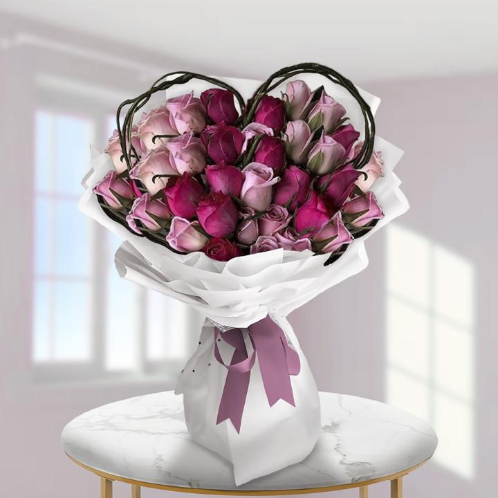 Heart-Shaped Pink Rose Bouquet — Cabo Delivery flowers in Cabo San Lucas