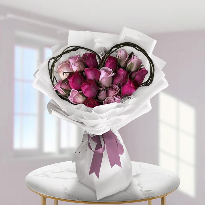 Heart-Shaped Pink Rose Bouquet — Cabo Delivery flowers in Cabo San Lucas