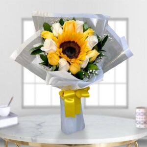 Sunflower & Rose Harmony Bouquet — Cabo Delivery flowers in Cabo San Lucas