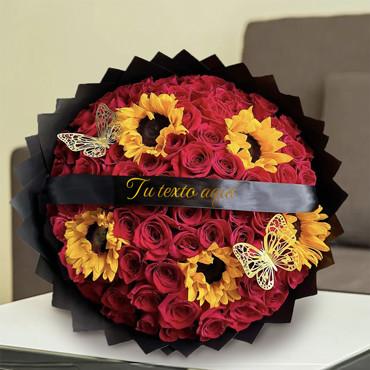 100 Roses & Sunflowers Celebration Bouquet — Cabo Delivery flowers in Cabo San Lucas