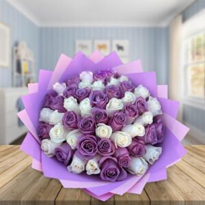 White & Purple Rose Bouquet — Cabo Delivery flowers in Cabo San Lucas