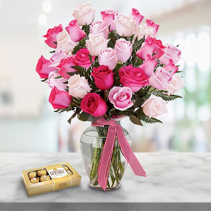 Magic Pink Roses & Chocolates — Cabo Delivery flowers in Cabo San Lucas
