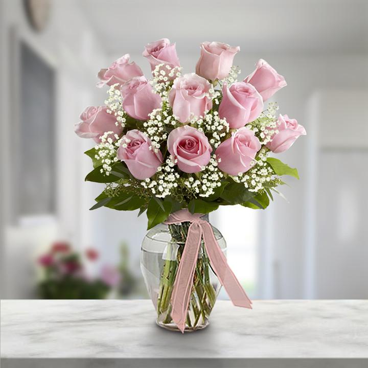 Pink Rose Glass Vase — Cabo Delivery flowers in Cabo San Lucas