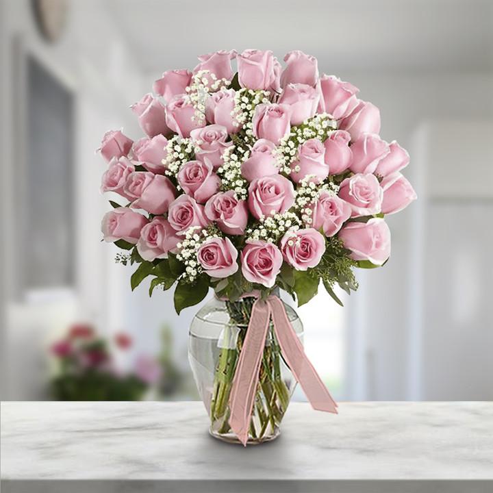 Pink Rose Glass Vase — Cabo Delivery flowers in Cabo San Lucas