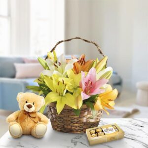 Sweet & Tender Lily Basket — Cabo Delivery flowers in Cabo San Lucas